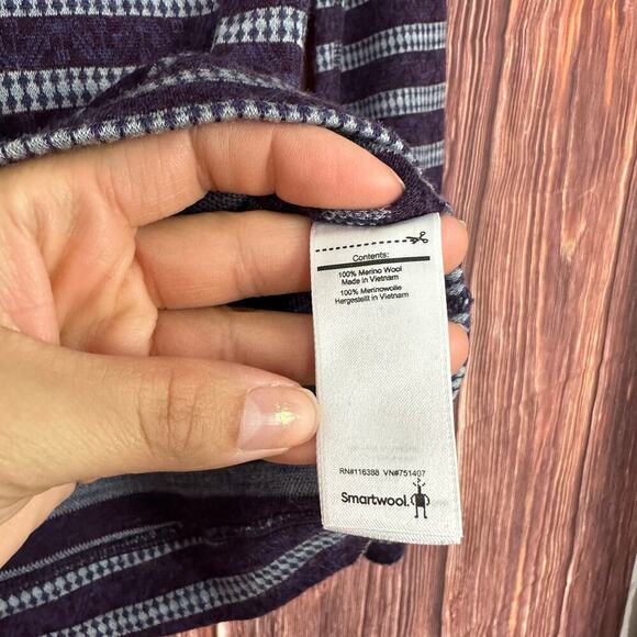 Smartwool Women’s Stripe 1/4 Zip Base layer Top Purple Size Small S - Picture 6 of 7